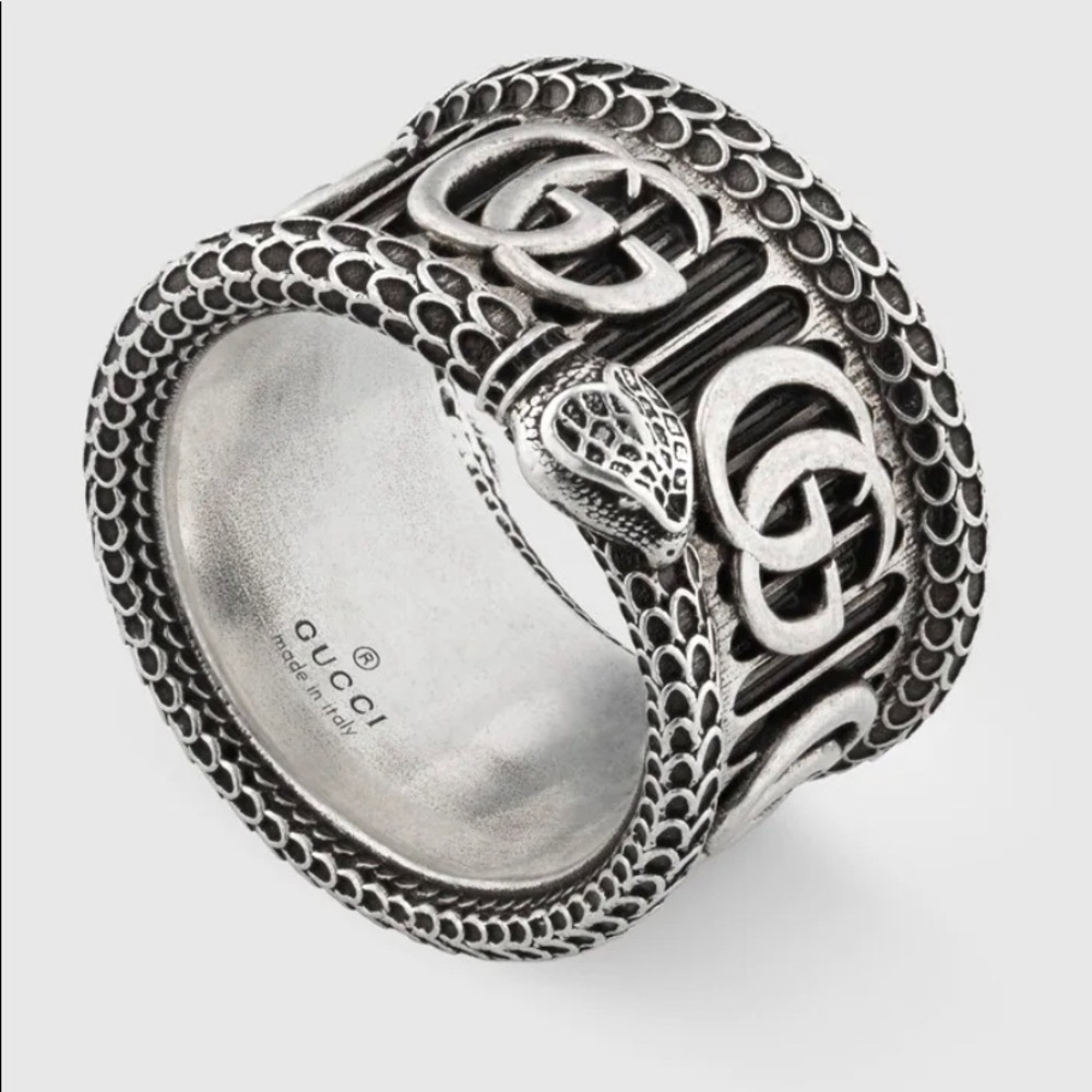 GUCCI silver double G ring size 14